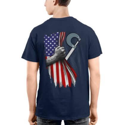 USA Flag Fist Micrometer - Machinist Patriotic T-Shirt